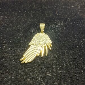 Sterling silver gold plated wing pendant with cubic zirconia